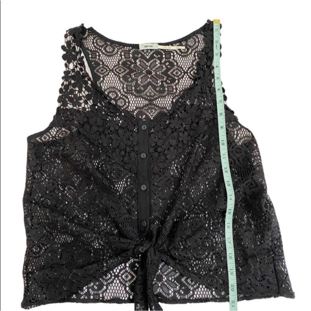 Kimchi Blue Urban Outfitters Black Lace Tie Front Cropped Top, Size Medium - Picture 8 of 9
